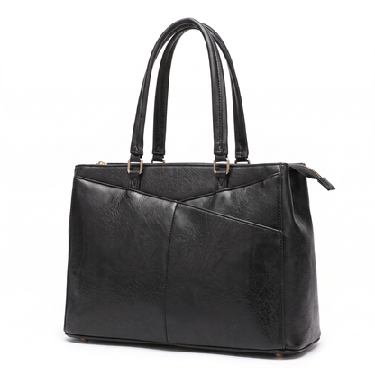 Women's Faux Leather Work Tote Bag, three-quarter view