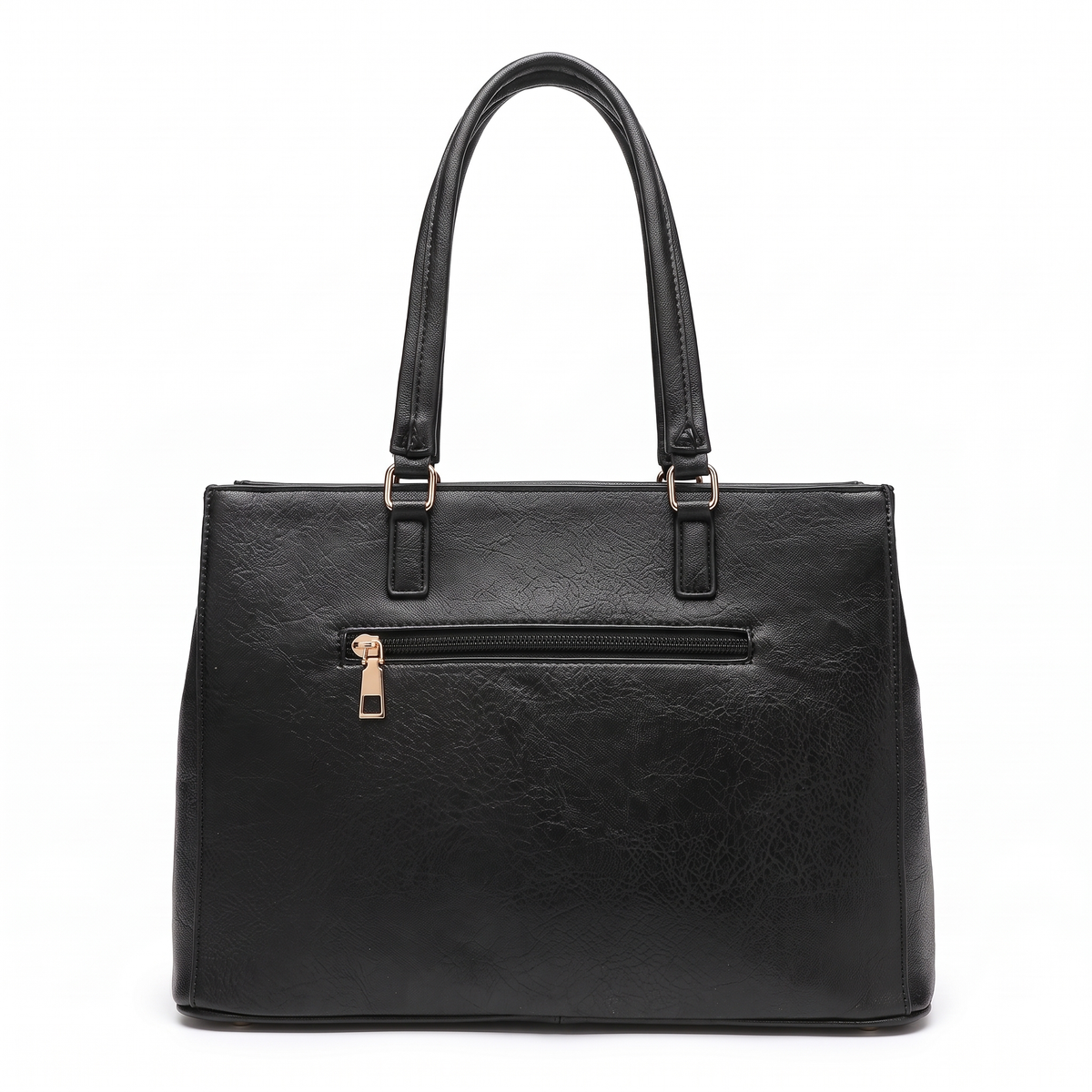 Women's Faux Leather Work Tote Bag, back view