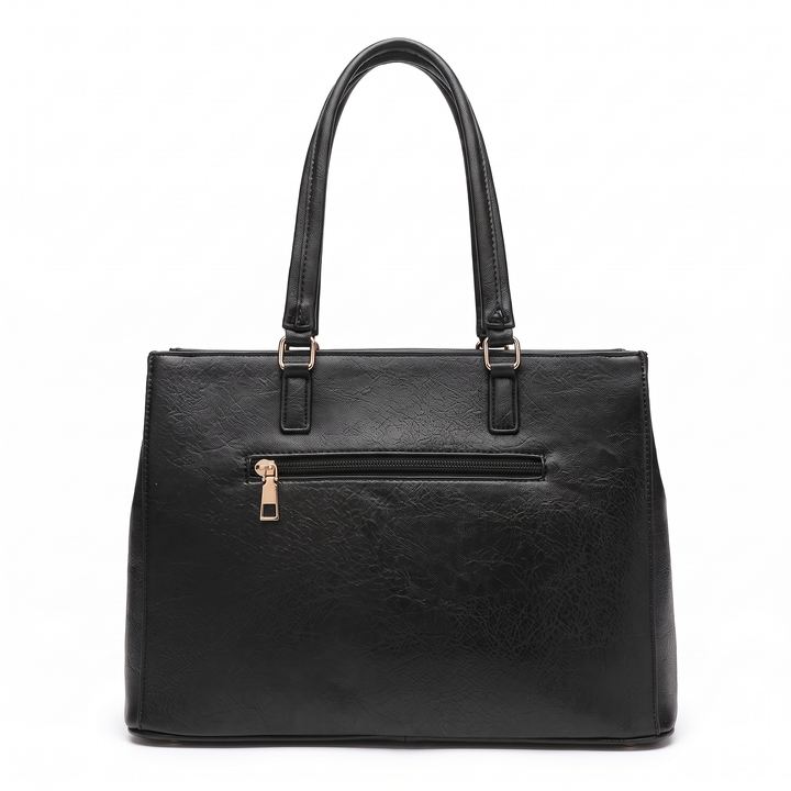 Women's Faux Leather Work Tote Bag, back view