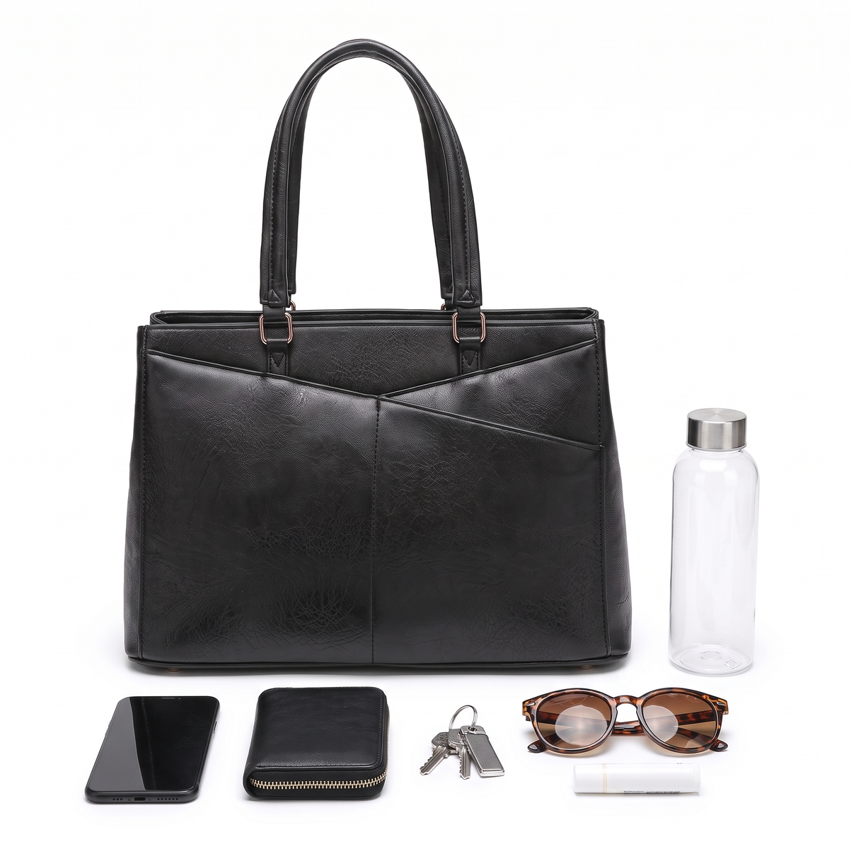Women's Faux Leather Work Tote Bag, what fits inside