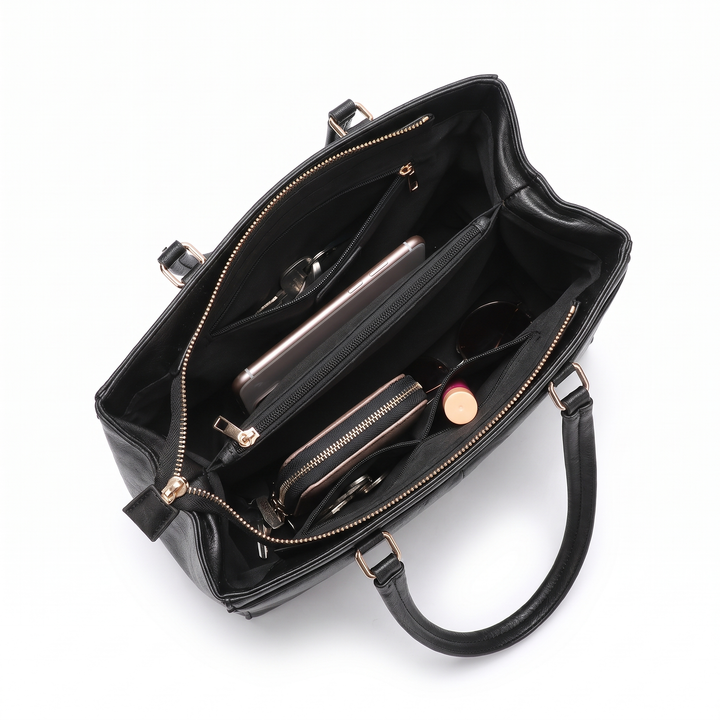 Women's Faux Leather Work Tote Bag, interior