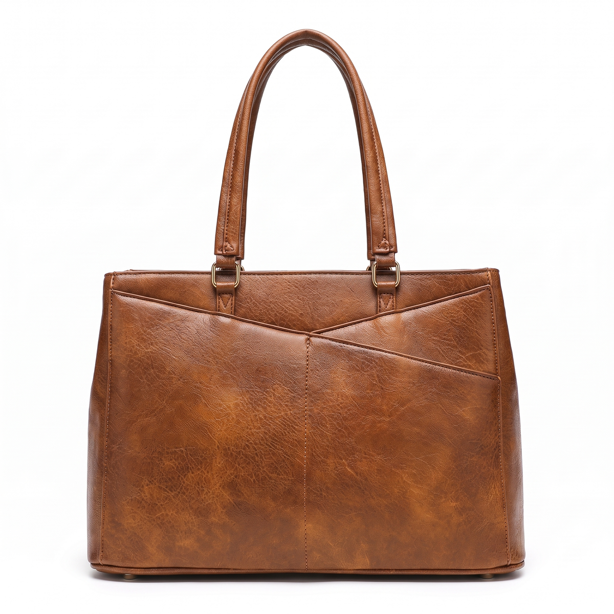 Women's Faux Leather Work Tote Bag in Brown