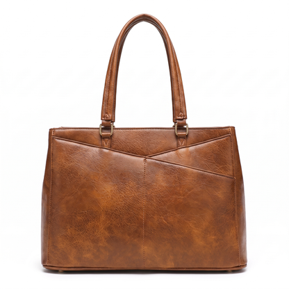 Women's Faux Leather Work Tote Bag in Brown
