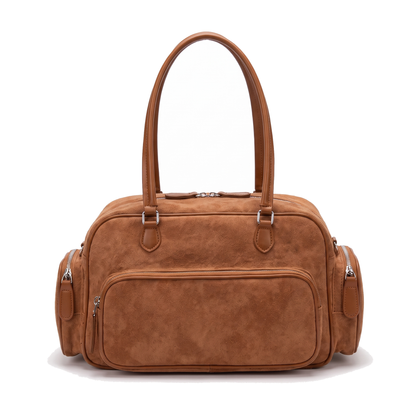 Women's Faux Suede Boston Bag, front view