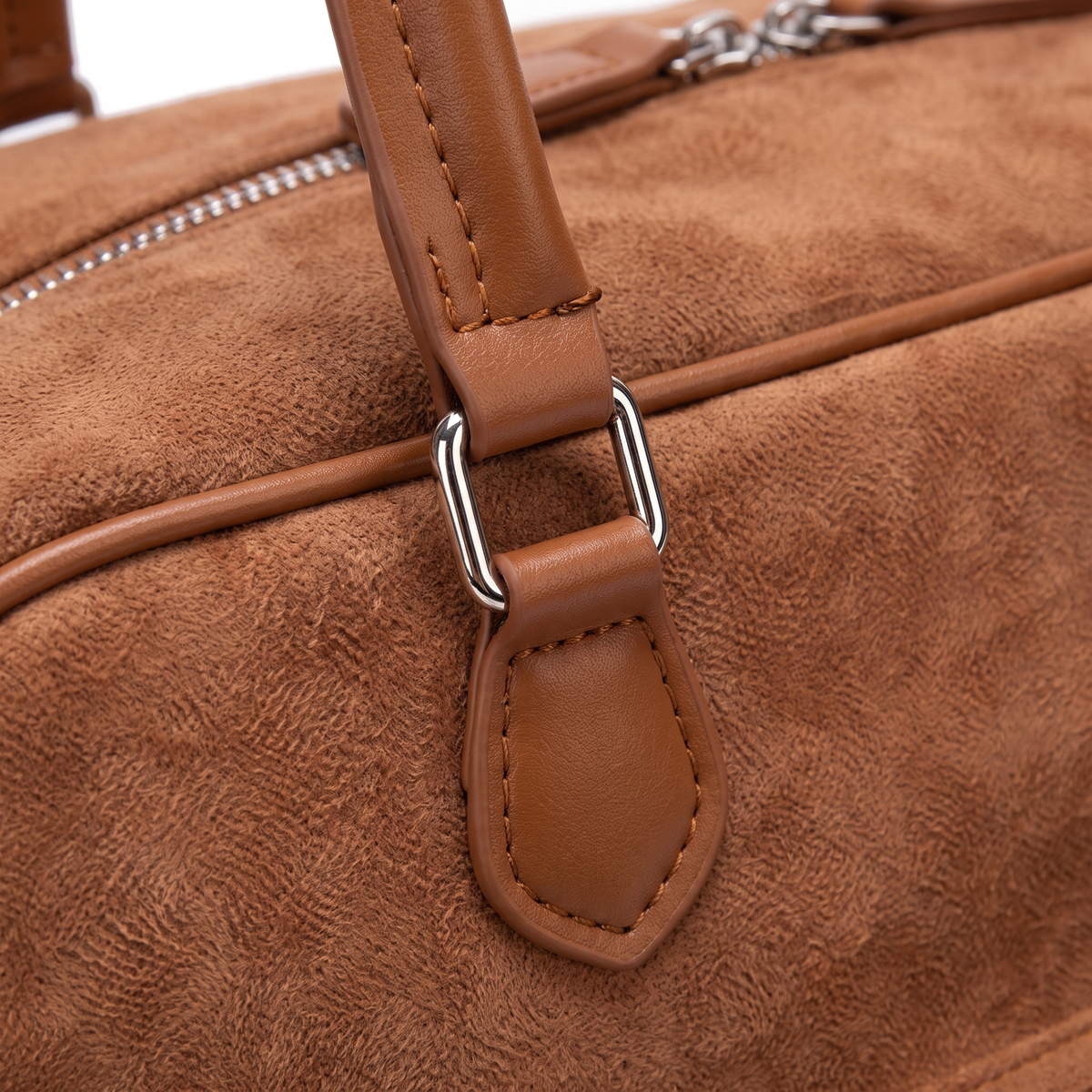 Women's Faux Suede Boston Bag, hardware close-up