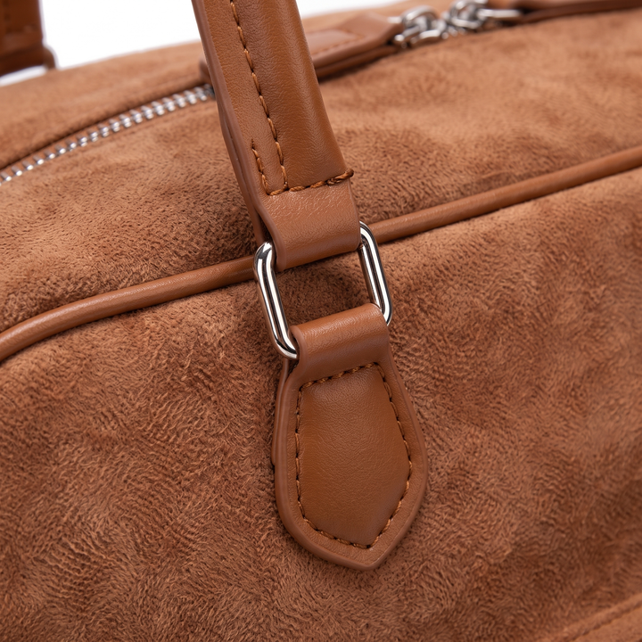 Women's Faux Suede Boston Bag, hardware close-up