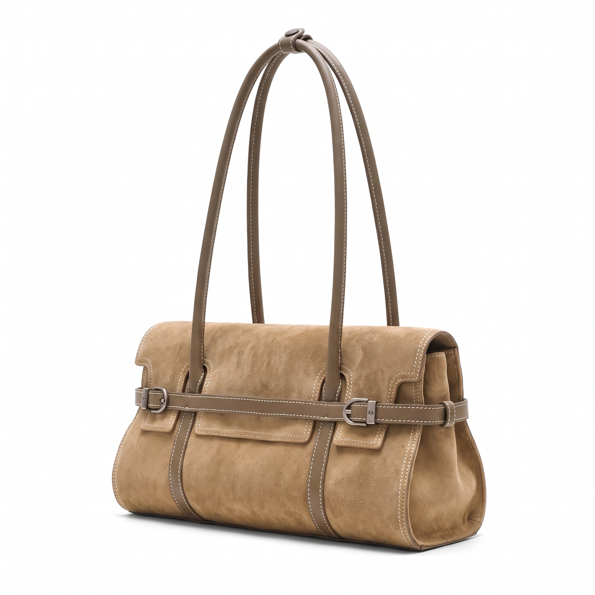 Women's Faux Suede East West Shoulder Bag, three-quarter view