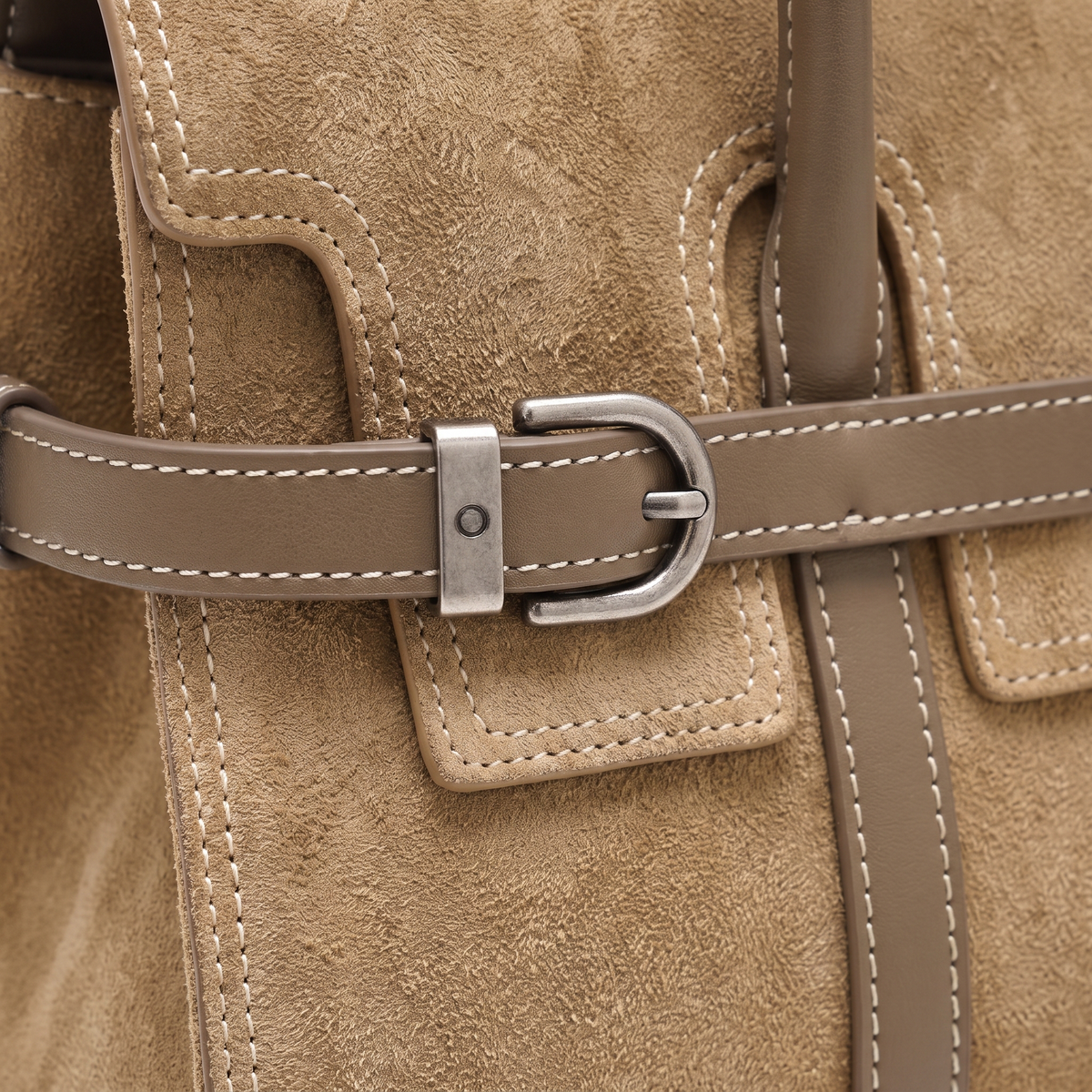 Women's Faux Suede East West Shoulder Bag, hardware close-up