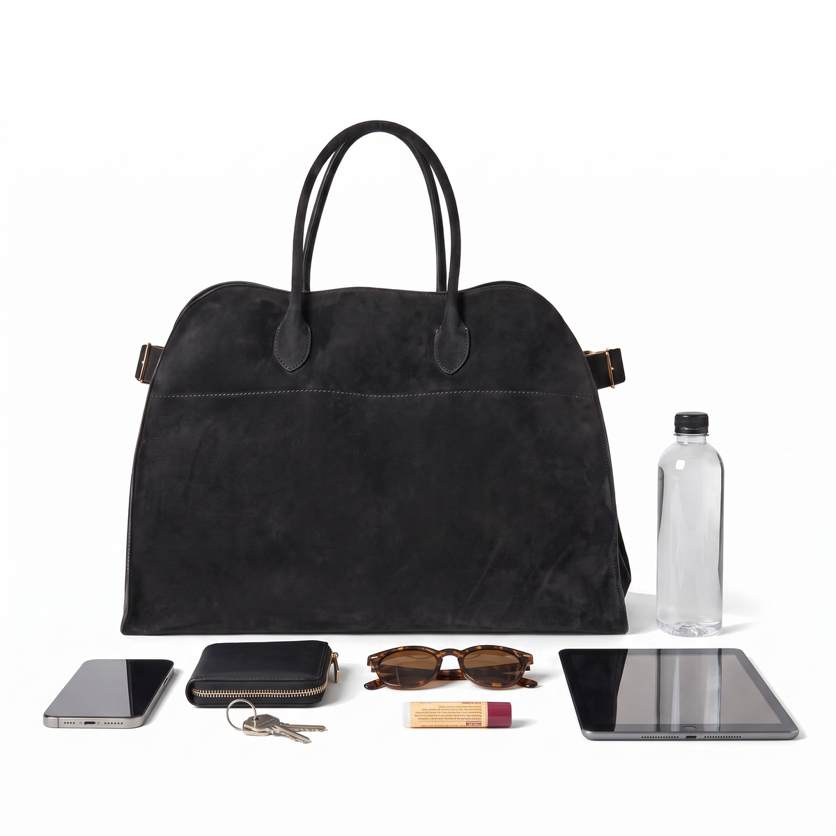 Women's Faux Suede Top Handle Tote Bag, what fits inside