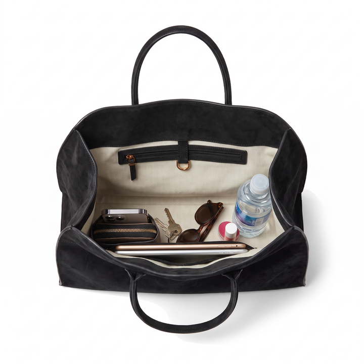Women's Faux Suede Top Handle Tote Bag, interior