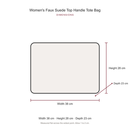 Women's Faux Suede Top Handle Tote Bag, dimensions