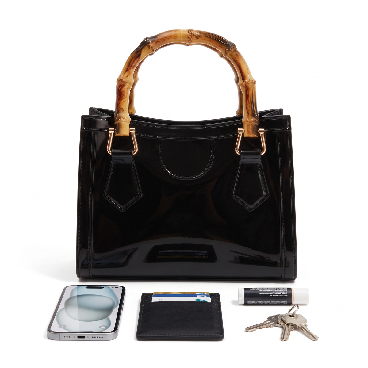 Women's Glossy Jelly Mini Tote Bag, what fits inside