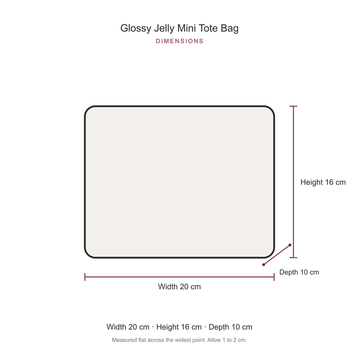 Women's Glossy Jelly Mini Tote Bag, dimensions