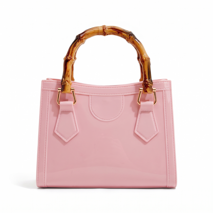 Women's Glossy Jelly Mini Tote Bag in Pink