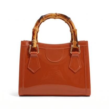 Women's Glossy Jelly Mini Tote Bag in Rust