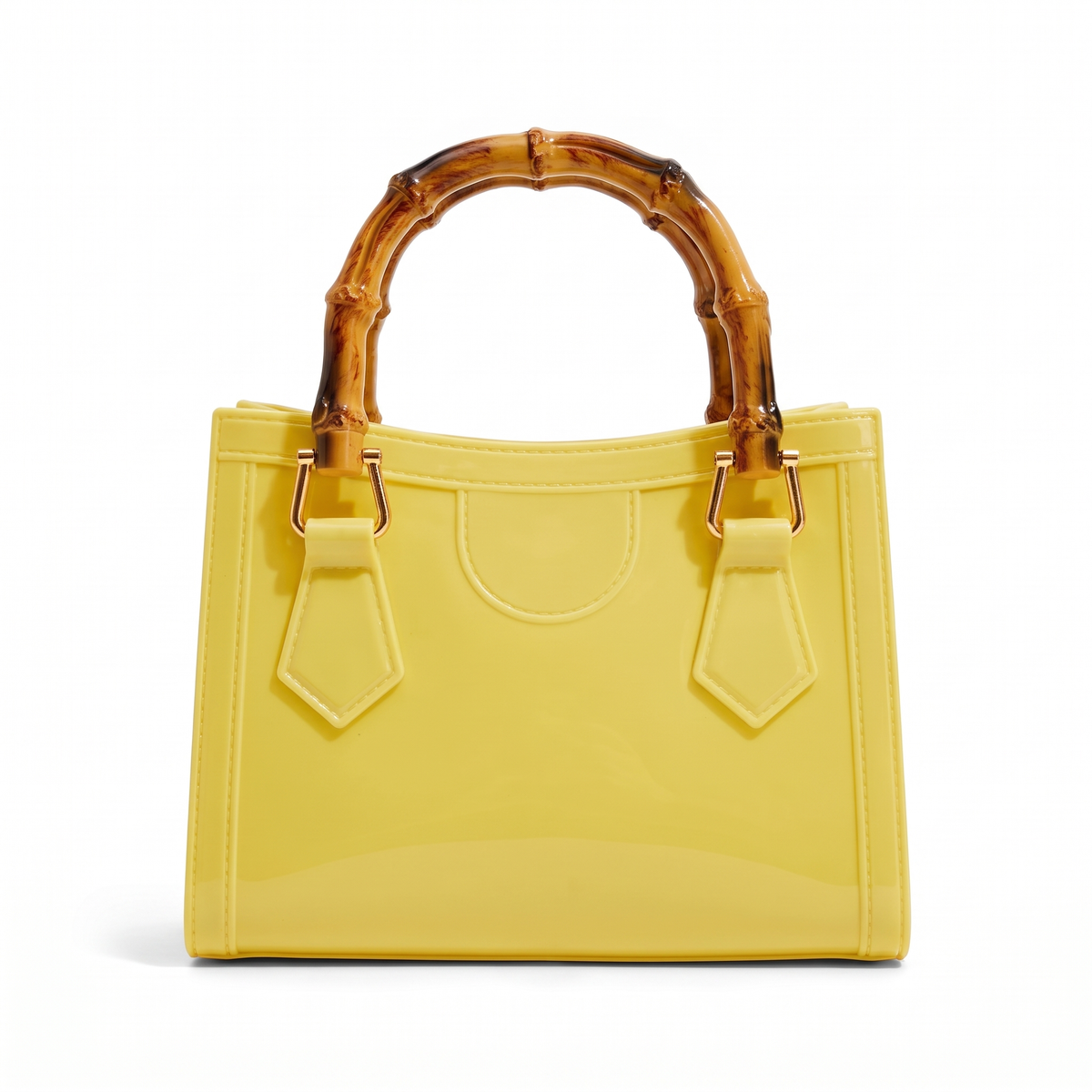 Women's Glossy Jelly Mini Tote Bag in Yellow