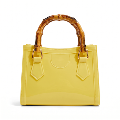 Women's Glossy Jelly Mini Tote Bag in Yellow