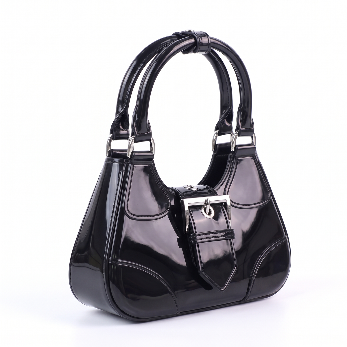 Women's Glossy Jelly Top Handle Bag, three-quarter view