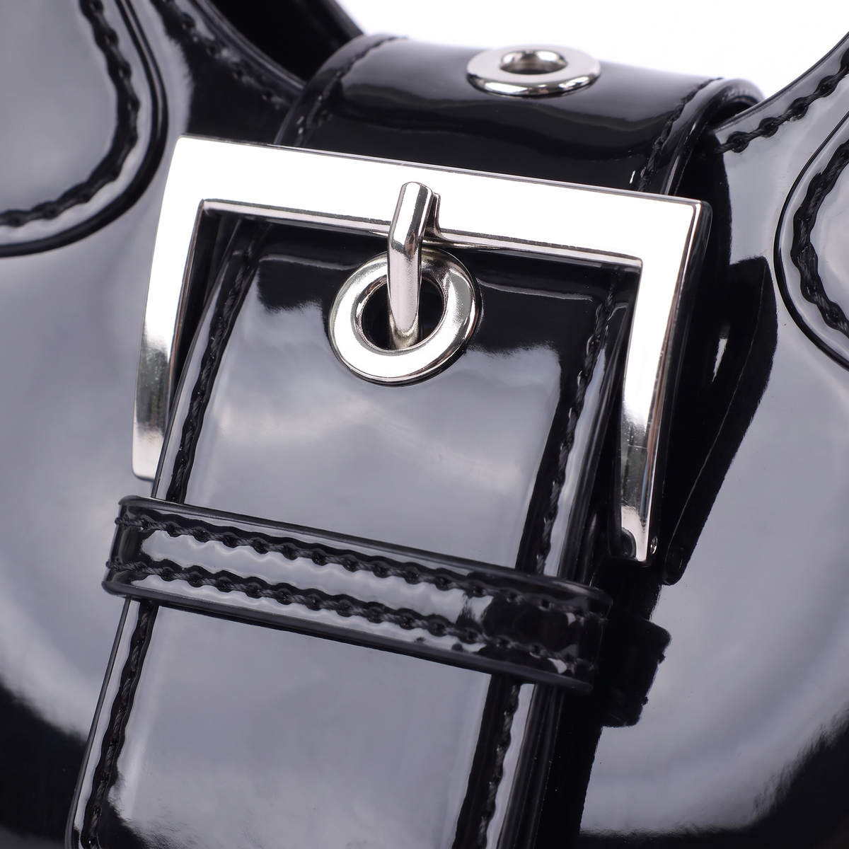 Women's Glossy Jelly Top Handle Bag, hardware close-up