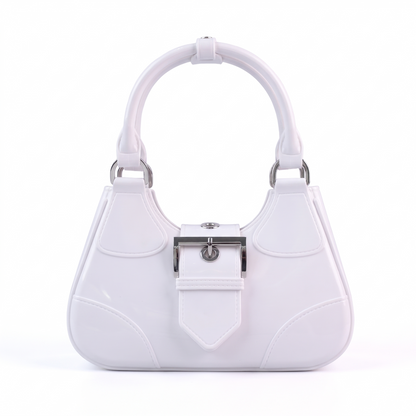 Women's Glossy Jelly Top Handle Bag in White