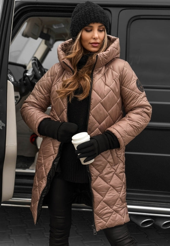 Women's Jacket | Stitched Diamond Panels in Beige