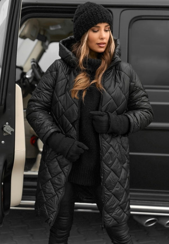 Women's Jacket | Stitched Diamond Panels in Black