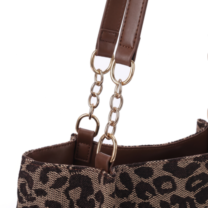 Women's Jacquard Chain Handle Tote Bag, hardware close-up