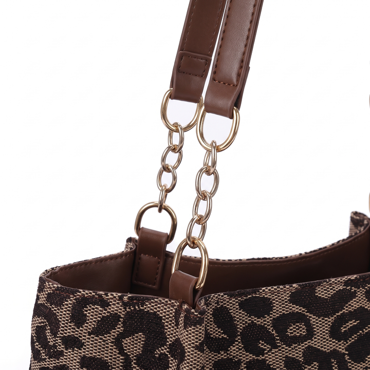 Women's Jacquard Chain Handle Tote Bag, hardware close-up