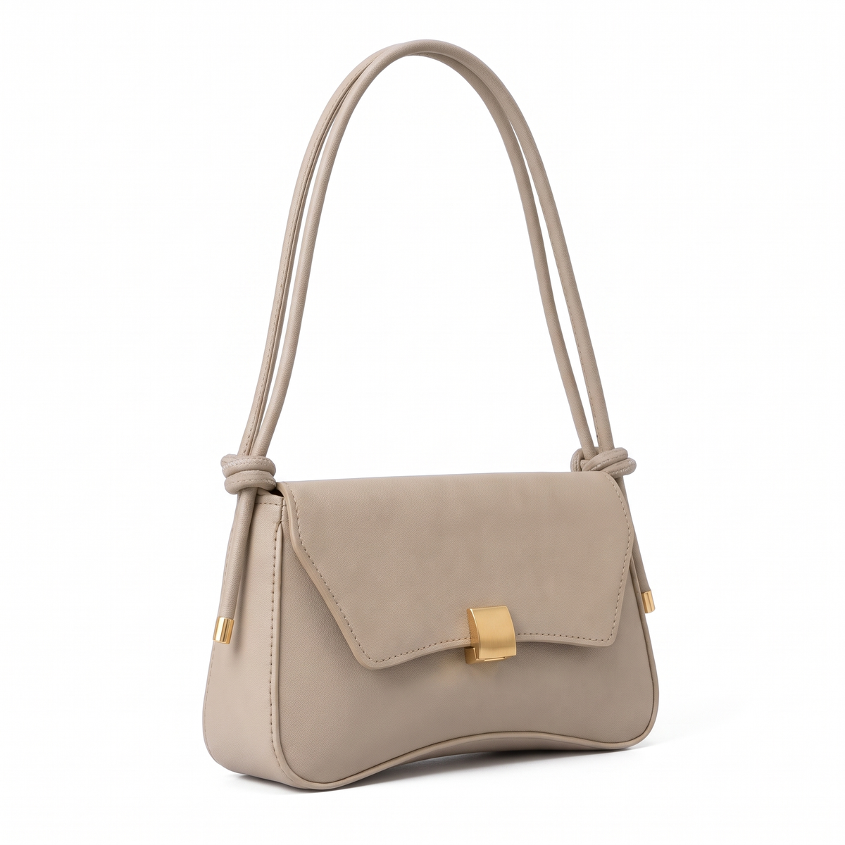 Women's Knotted Strap Faux Leather Baguette Bag, three-quarter view