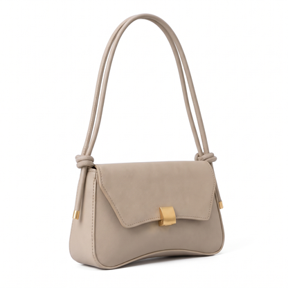 Women's Knotted Strap Faux Leather Baguette Bag, three-quarter view