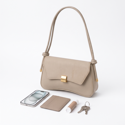 Women's Knotted Strap Faux Leather Baguette Bag, what fits inside