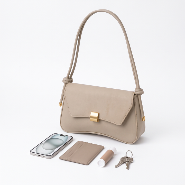 Women's Knotted Strap Faux Leather Baguette Bag, what fits inside