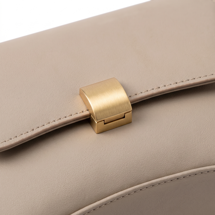 Women's Knotted Strap Faux Leather Baguette Bag, hardware close-up