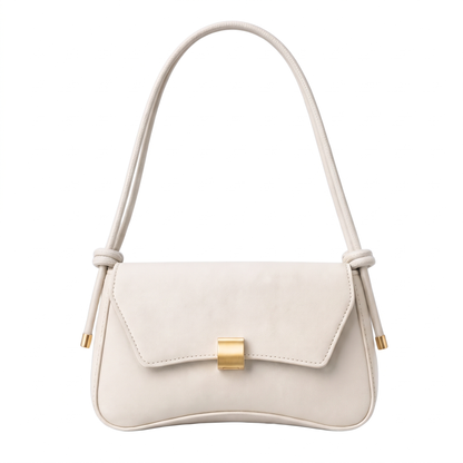 Women's Knotted Strap Faux Leather Baguette Bag in Cream