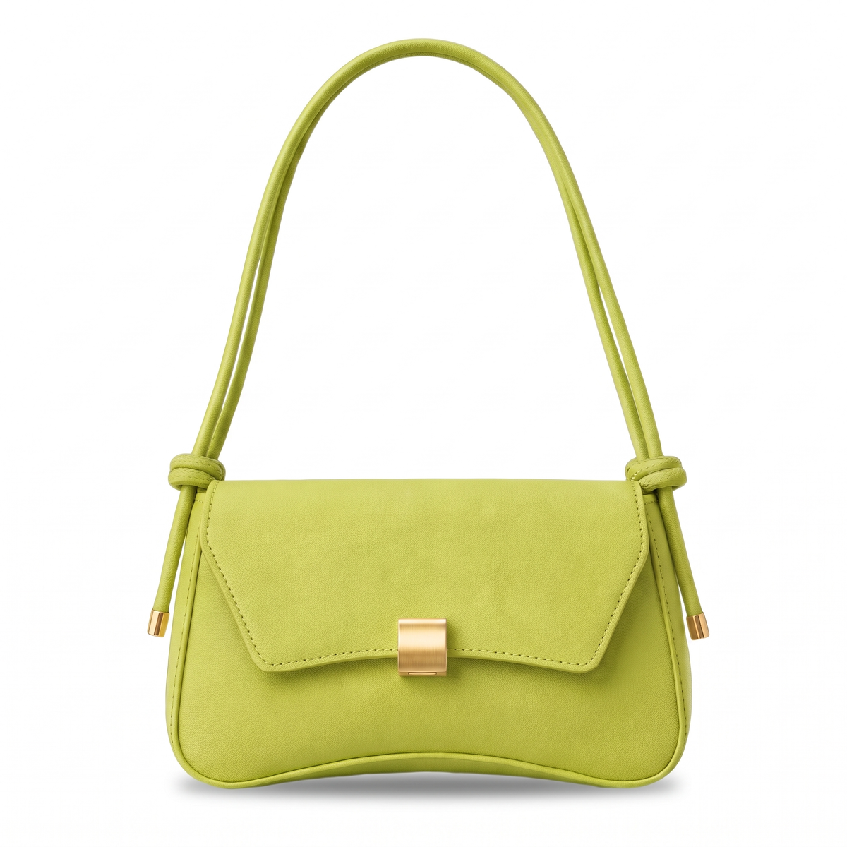 Women's Knotted Strap Faux Leather Baguette Bag in Lime Green