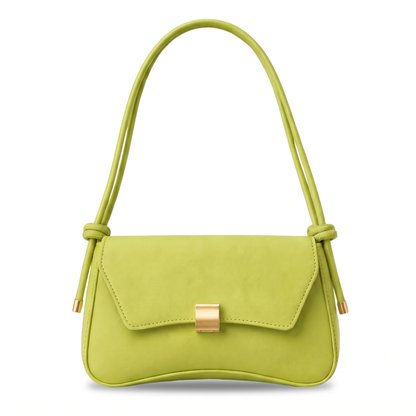 Women's Knotted Strap Faux Leather Baguette Bag in Lime Green