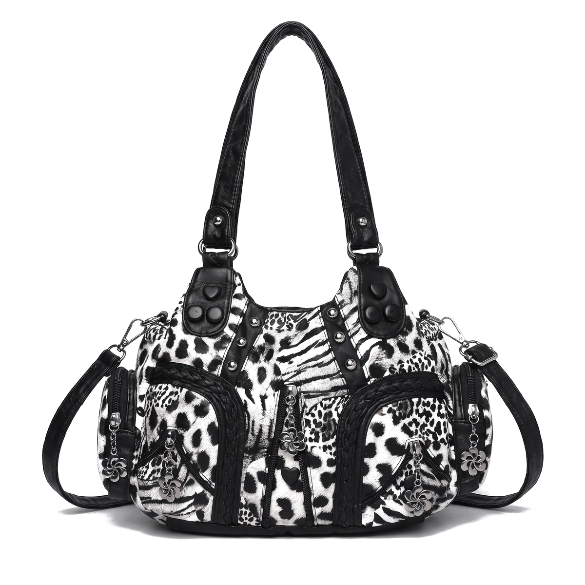 Women's Leopard Print Hobo Bag, front view