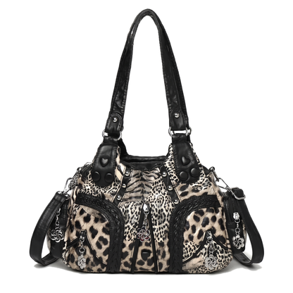 Women's Leopard Print Hobo Bag in Beige Leopard