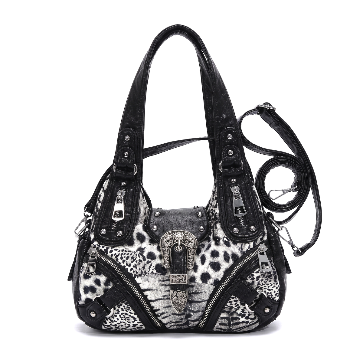Women's Leopard Print Hobo Bag, front view
