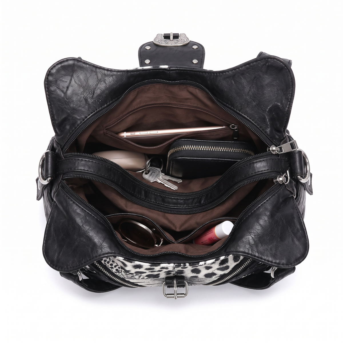 Women's Leopard Print Hobo Bag, interior