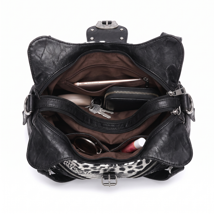 Women's Leopard Print Hobo Bag, interior