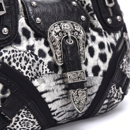 Women's Leopard Print Hobo Bag, hardware close-up