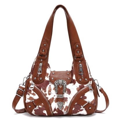 Women's Leopard Print Hobo Bag in Cow Print
