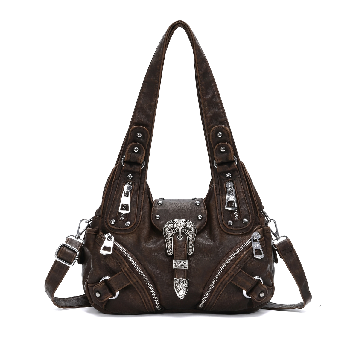 Women's Leopard Print Hobo Bag in Dark Brown