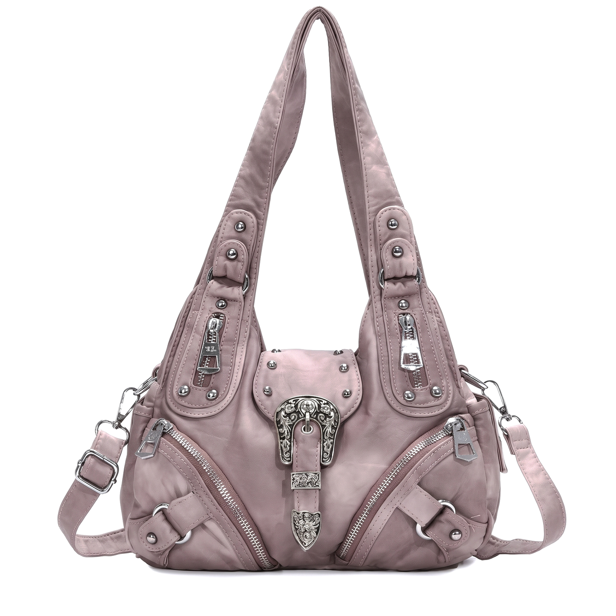 Women's Leopard Print Hobo Bag in Mauve