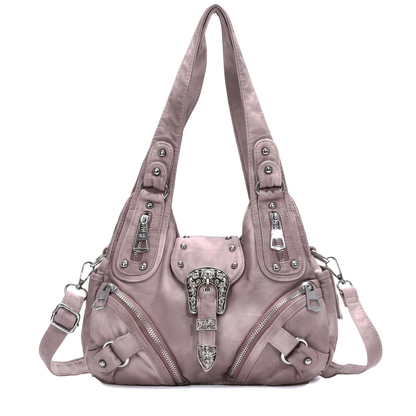 Women's Leopard Print Hobo Bag in Mauve