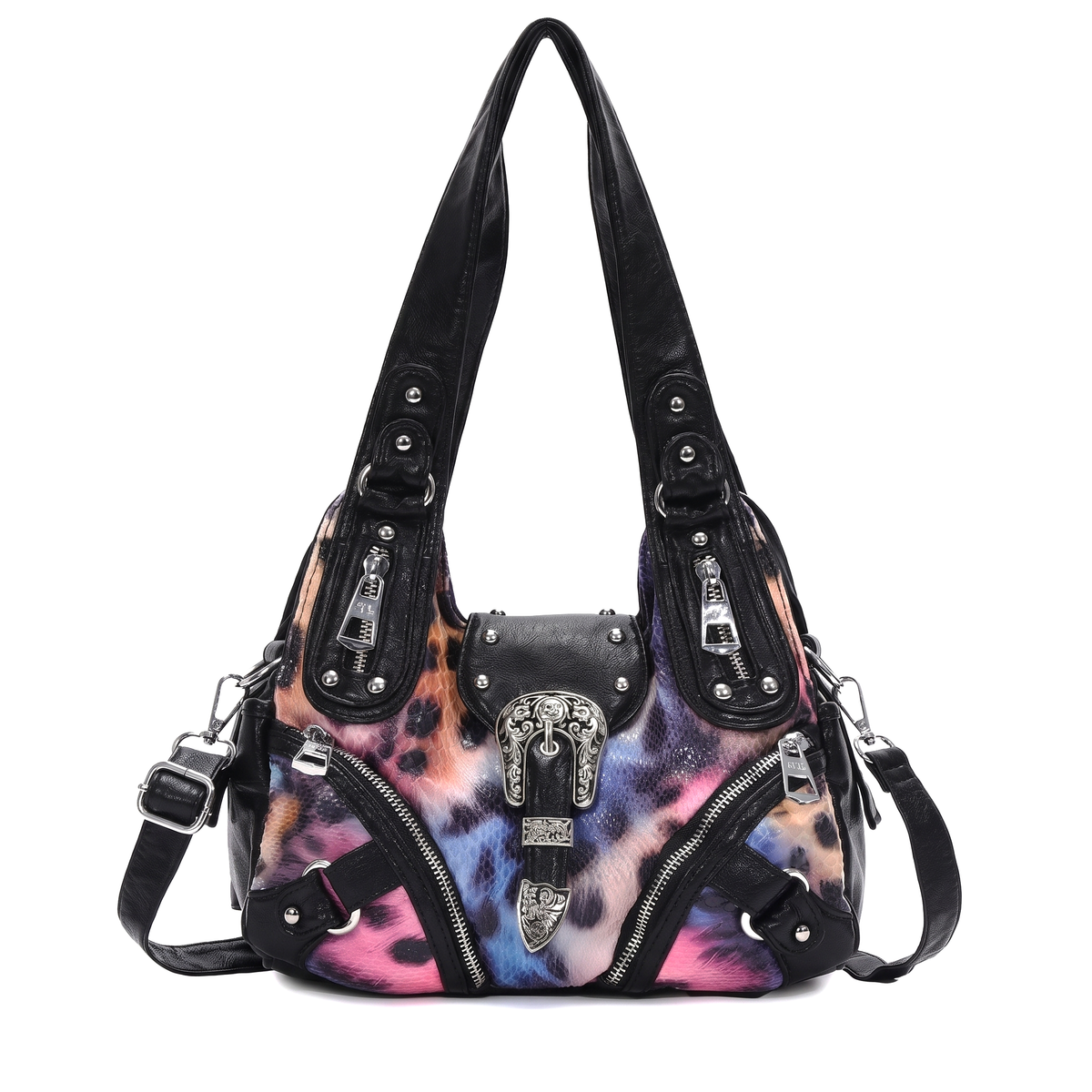 Women's Leopard Print Hobo Bag in Multicolour Leopard