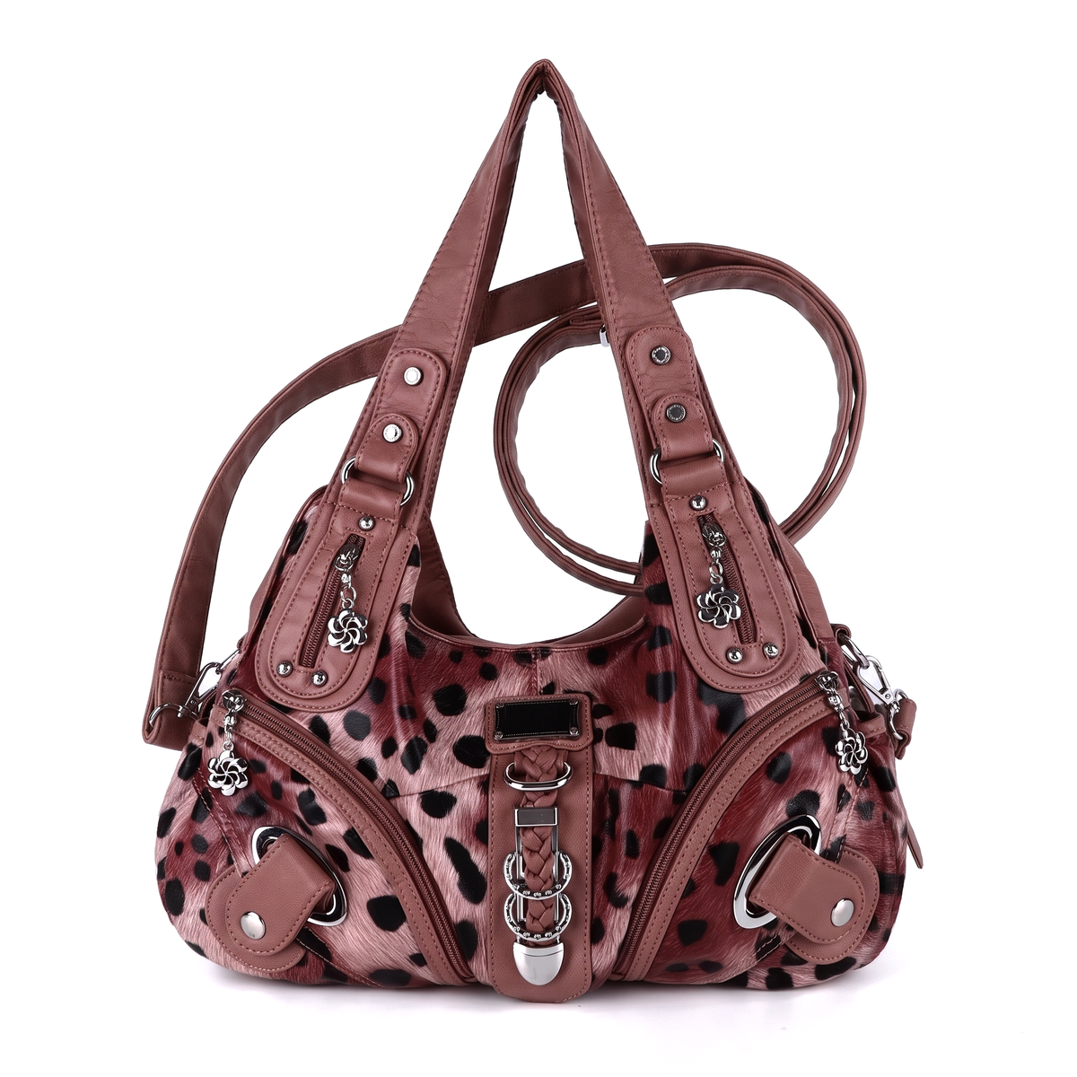 Women's Leopard Print Hobo Bag, front view