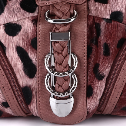 Women's Leopard Print Hobo Bag, hardware close-up