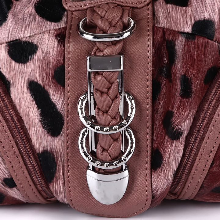 Women's Leopard Print Hobo Bag, hardware close-up
